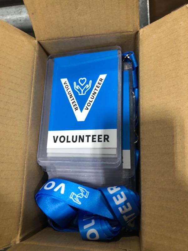 Photo 2 of 30 Pcs Volunteer Lanyards with ID Badges, Volunteer Identified Pass, Volunteer Badges with Plastic Card, Volunteer Name Tags for Volunteer Activities Events