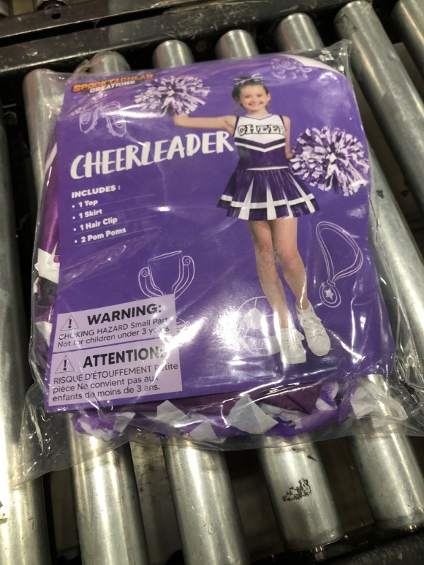 Photo 2 of Spooktacular Creations Cheerleader Costume for Girls, Cute Cheerleading Outfit, Purple and White Cheer Uniform for Halloween Dress Up and Role-Playing-S