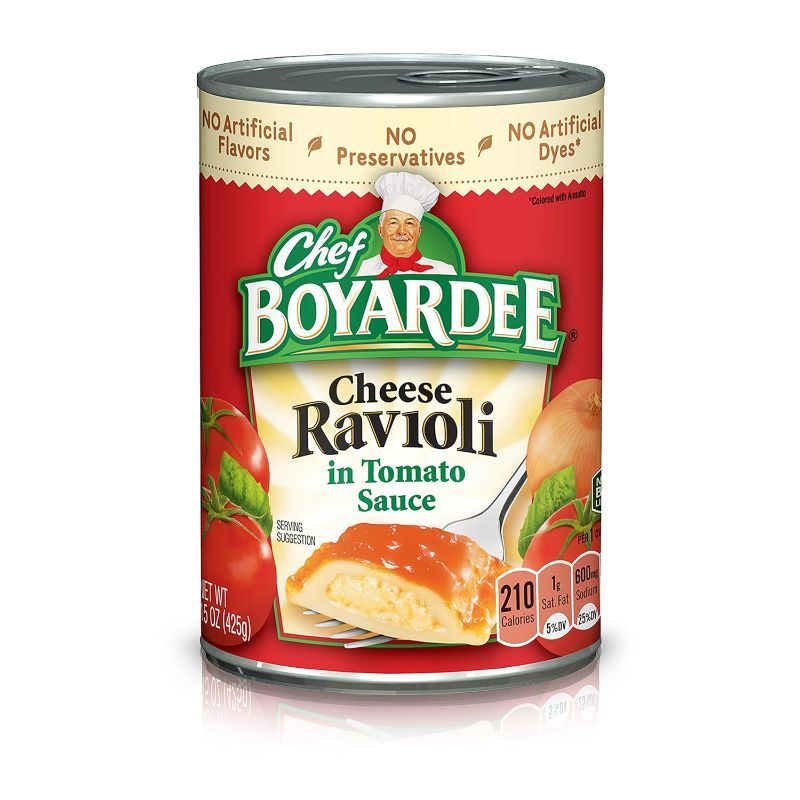 Photo 1 of Chef Boyardee Cheese Ravioli in Tomato Sauce, 15 oz, 12 Pack- best by Jul 17 26
