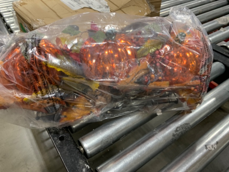 Photo 1 of Fall Centerpieces for Table, Lighted LED Sparkle Pumpkins Battery Operated with Timer for Thanksgiving Autumn Harvest Dining Table Decorations 28’’ L