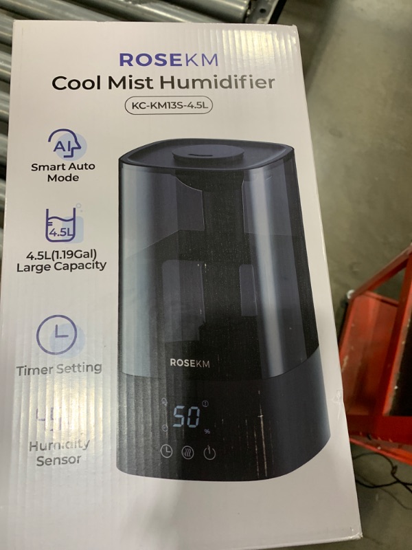 Photo 2 of Automatic Humidifiers for Bedroom Large Room, 4.5L Cool Mist Humidifier for Home & Plant with Timer & Humidity Sensor, Last Up to 18H on High Setting, Auto Shut-Off, 360° Nozzle (Black)