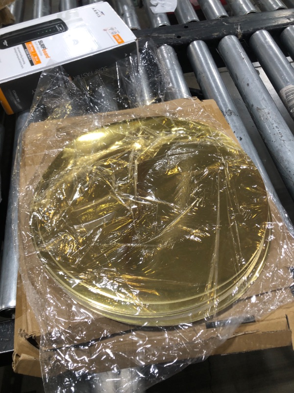Photo 1 of KesaPlan 100PCS Round Gold Placemats, 13" Disposable Paper Placemats for Dining Table, Mirrored Gold Charger Place Mat for Kitchen Banquet Table Setting Wedding Birthday Dinner Party Decor
