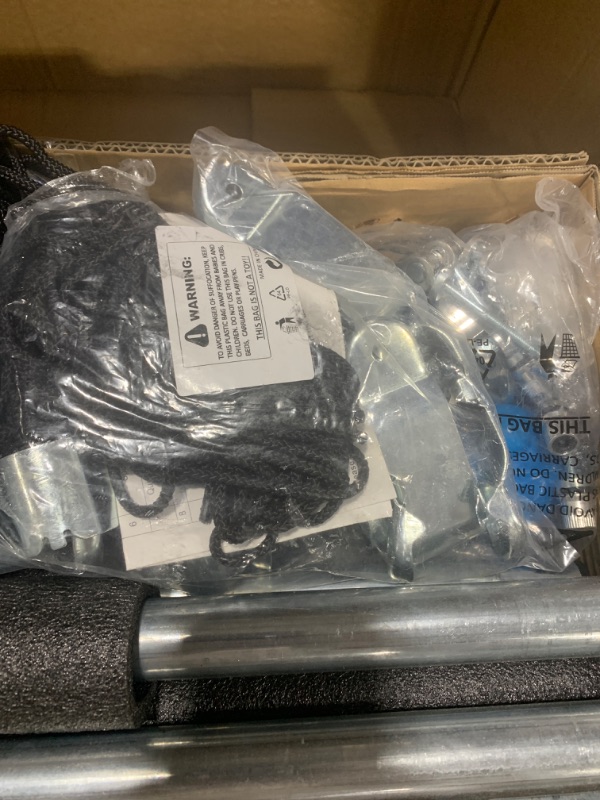 Photo 1 of 14FT Trampoline Enclosure Net with Universal Trampoline Replacement Enclosure Poles and Hardware Blue Black