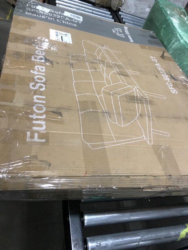 Photo 1 of Sweetcrispy Comfortable Futon Sofa Bed, Convertible Adjustable Sofa Bed Couch, Memory Foam Loveseat for Efficient Home and Office Use, Grey