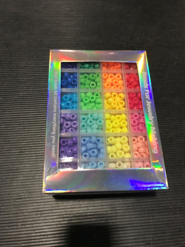 Photo 1 of KOTHER Kandi Beads Rainbow Pony Beads for Bracelets Making Kit, 48 Colors Acrylic Round Beads and Pony Beads with Letter Beads Friendship Bracelets Kit, with Elastic Strings Pony Beads Bulk