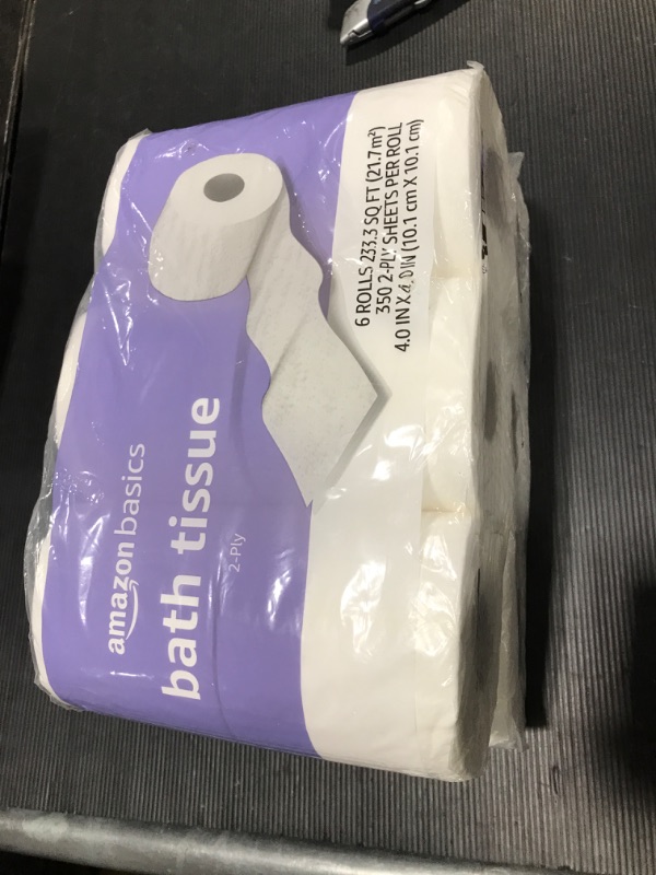 Photo 2 of Amazon Basics Soft and Strong 2-Ply Toilet Paper, 18 Ultra Rolls = 72 Regular Rolls, Unscented, 340 Sheet 2 pack
