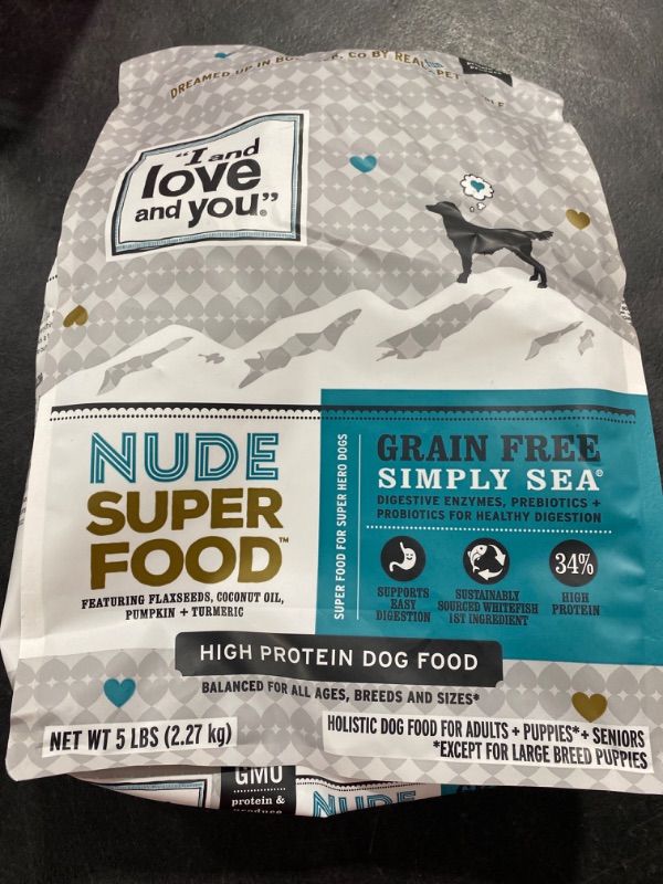 Photo 2 of I and love and you Nude Super Food Dry Dog Food - Salmon + Whitefish - Prebiotic + Probiotic, Grain Free, Real Meat, No Fillers, 5lb Bag 2025