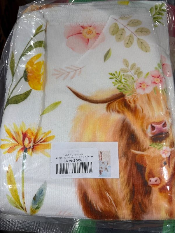 Photo 2 of Ynbuyouzhong Highland Cow Boho Floral Beach and Pool Towels Highland Yak Retro Flowers Ultra Soft Bath Towels Summer Party Holiday Travel Towels Beach Bikini Cover Up 59x30inch