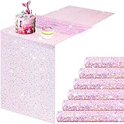 Photo 1 of 6 Pcs Iridescent Sequin Table Runner 12 x 72 Inch Mermaid Table Runner Glitter Sequin Table Runner for Wedding Birthday Party Baby Shower Ceremony Supplies Decor(Pink)
