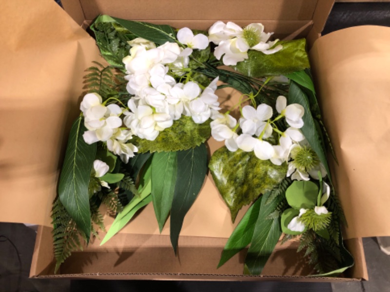 Photo 2 of Artificial Floral Swag Flowers for Wedding Arch, 32 Inch Spring Summer Greenery Eucalyptus Swags for Decorating, Wedding Ceremony, Welcome Sign Flowers Chrysanthemum/Daisy & Hydrangea(White)