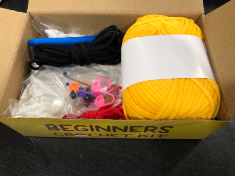 Photo 2 of ALODNY Crochet Kit for Beginners,Beginner Crochet Kit for Adults,Knitting Kits Hooks Yarn Set with Step-by-Step Video Tutorials (Yellow)