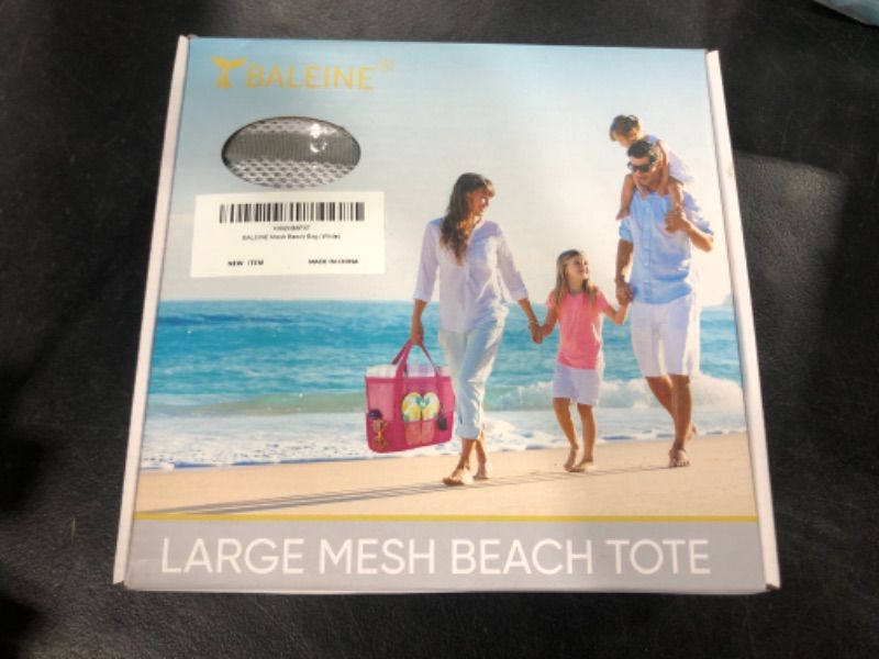 Photo 2 of BALEINE Large Beach Bag Pool Bags, Mesh Beach Tote for Toys, Towel, flip flops, White