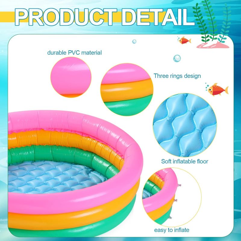 Photo 1 of Jerify Kiddie Pools 34x10 Inch Sunset Glow Pool 3 Rings Small Baby Pool Round Soft Inflatable Kids Swimming Pool Blow up Pool for Baby Toddlers Infant Outdoor Garden Backyard Summer Water Party