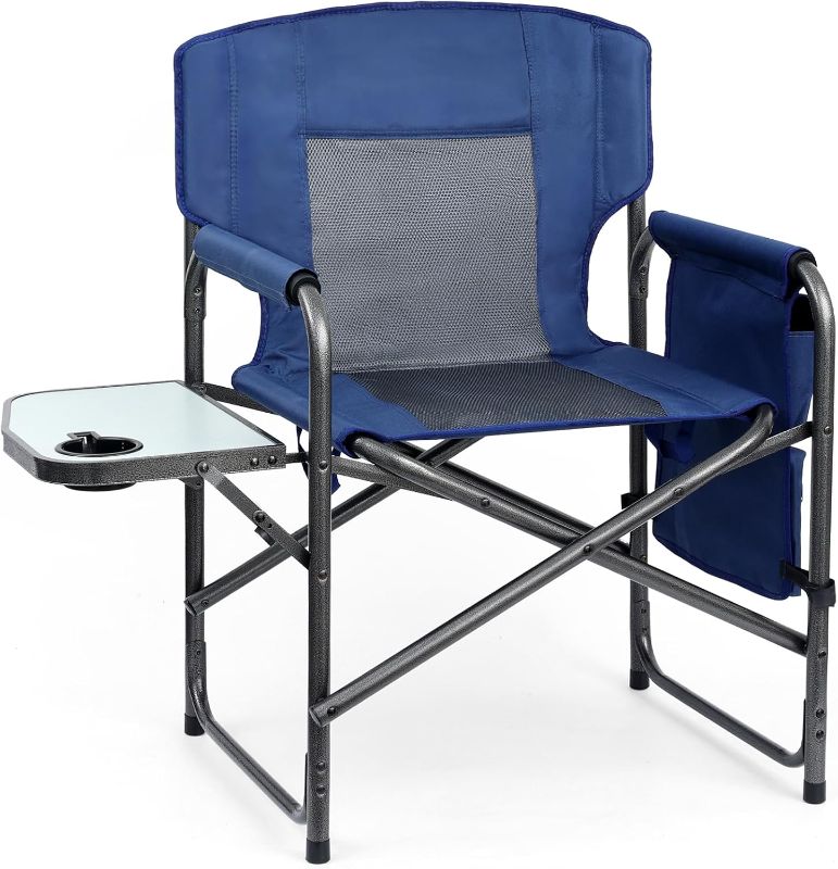 Photo 1 of Yestomo Directors Chair, Camping Chairs for Adults, Heavy Duty Camping Chairs with Side Table, Lawn Chairs with Side Pockets Carry Straps 