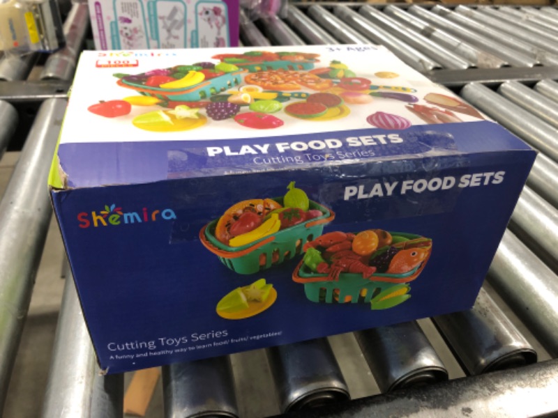 Photo 1 of 100 PCS Cutting Play Food Toy for Kids Kitchen, Pretend Food Toys for Toddlers, Play Kitchen Toys Accessories with 2 Baskets, Fake Food/Fruit/Vegetable, Birthday Gifts for 3 4 5 Years old Boys Girls