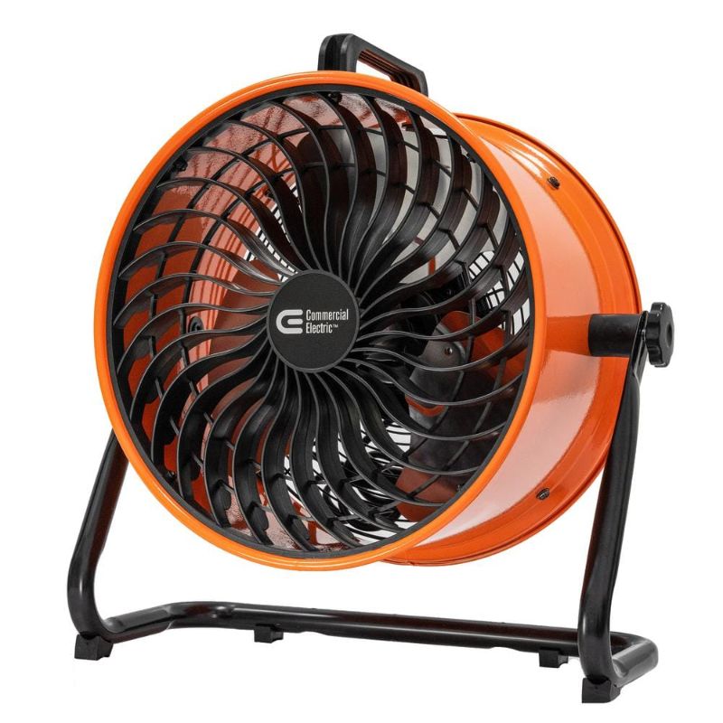 Photo 1 of 16 in. 3-Speed Drum Floor Fan in Orange High Velocity Turbo