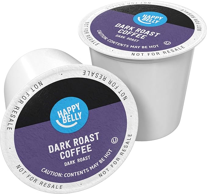 Photo 1 of Amazon Brand - Happy Belly Dark Roast Coffee Pods, Compatible with Keurig 2.0 K-Cup Brewers, 96 Count
