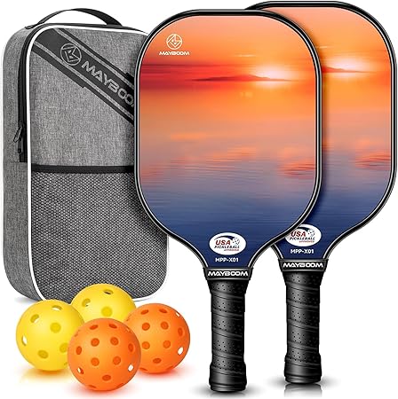 Photo 1 of Pickleball Paddles Set of 2 or 4, USAPA Approved Pickleball Paddles Set with 4 Pickleball Balls and Pickleball Carry Bag, Fiberglass Pickle Ball Rackets 2 Pack Gifts for Beginners&Pros
