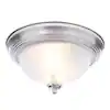 Photo 1 of 11 in. 2-Light Brushed Nickel Flush Mount with Frosted Swirl Glass Shade
