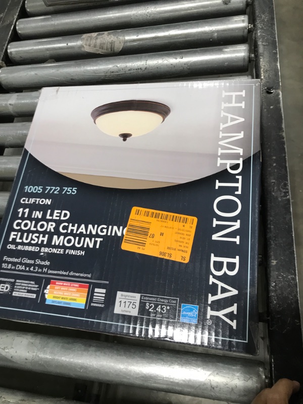 Photo 3 of Hampton Bay Lighting Oil Rubbed Bronze Selectable LED Flush Mount,HUI8011L-5/ORB