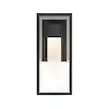 Photo 1 of 12 in. Black Outdoor Hardwire Wall Lantern Sconce with Integrated LED

