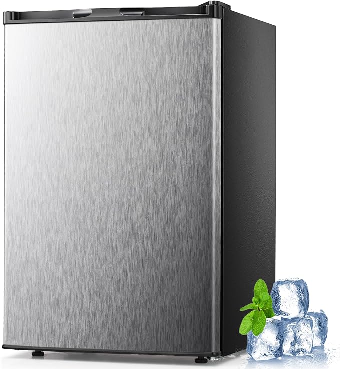 Photo 1 of 3.0 Cu.ft Upright Freezer, Compact Mini Freezer with Removable Shelves, Adjustable Thermostat, Reversible Door Hinge, Quiet Small Freezer Upright for Home/Office/Kitchen/Dorm (Silver)
