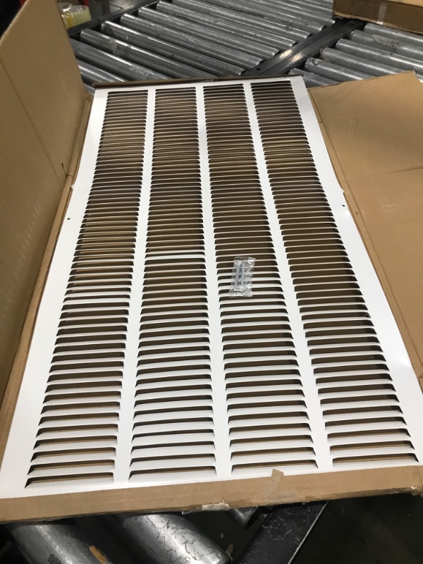 Photo 2 of Fits 16x32 Duct Opening | Steel Return Air Grille by Handua | Vent Cover Grill for Sidewall and Ceiling | White | HVAC Cold Air Intake Grille | Outer Dimensions: 17.75"W X 33.75"H