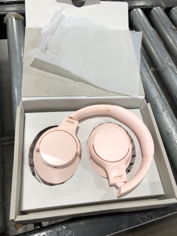 Photo 2 of ZIHNIC Active Noise Cancelling Headphones, 60H Playtime Wireless Bluetooth Headset Low Latency-Pink