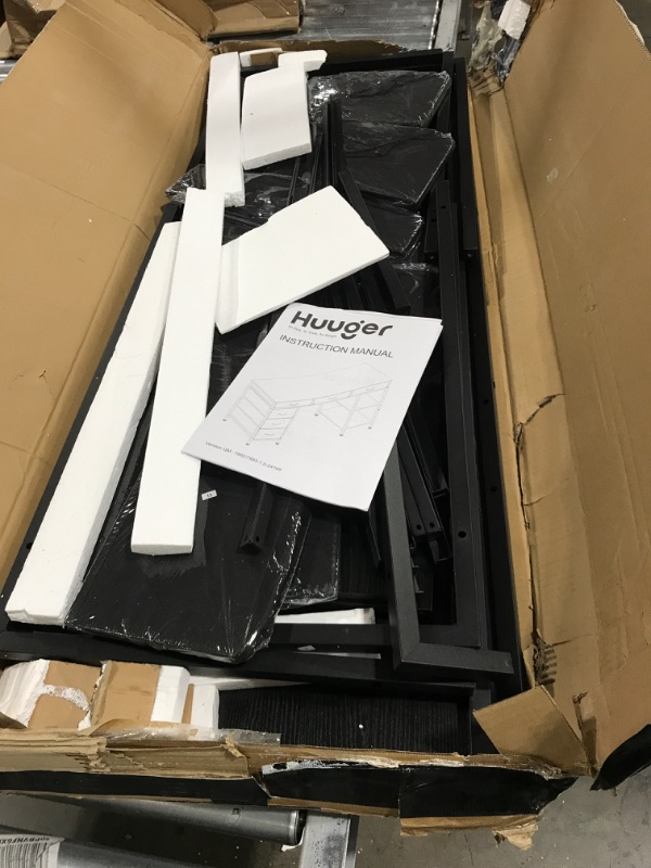 Photo 1 of Computer Desk with 6 Drawers, 54 Inch Office Desk with Shelves, Reversible Gaming Desk, Corner Desk with Storage, Work Desk for Home Office, Study, Living Room, Black 54 inch Black