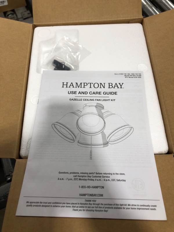 Photo 2 of Hampton Bay
Gazelle 4-Light LED Natural Iron Universal Ceiling Fan Light Kit
