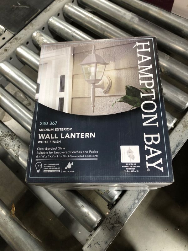 Photo 4 of Hampton Bay White 6 In. 1 Light Outdoor Cast Aluminum Carriage Wall Lantern With Convertible Tail HB7023P-06