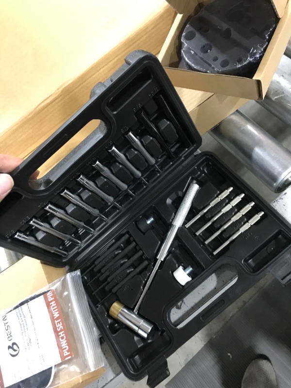 Photo 1 of BESTNULE Punch Set, Pin Punches, Punch Tool, Roll Pin Punch Set, Made of High Quality Metal Material Including Punches and Hammer, Mechanical Repair Tool, with Organizer Storage Box (with Bench Block)