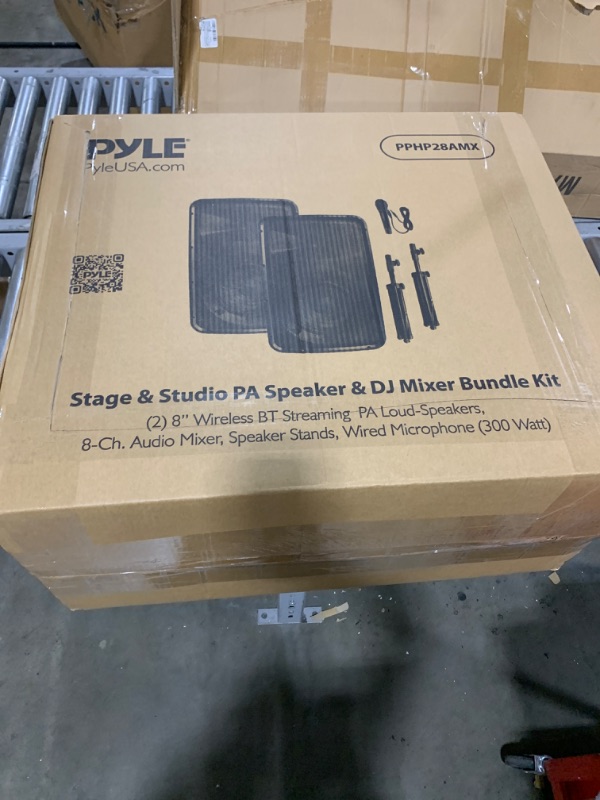 Photo 3 of Pyle PA Speaker DJ Mixer Bundle - 300 W Portable Wireless Bluetooth Sound System w/ USB SD XLR 1/4" RCA Inputs - Dual Speaker