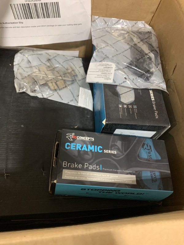 Photo 2 of R1 Concepts Front Rear Brakes and Rotors Kit |Front Rear Brake Pads| Brake Rotors and Pads| Ceramic Brake Pads and Rotors |Hardware Kit|fits 2015-2020 Mercedes-Benz C300, C350e, C400
