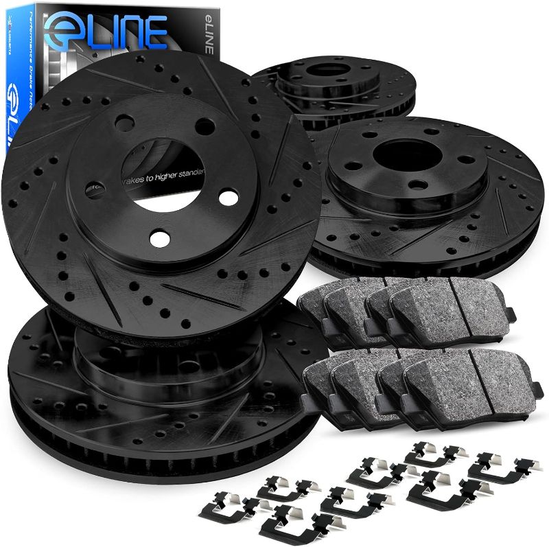 Photo 1 of R1 Concepts Front Rear Brakes and Rotors Kit |Front Rear Brake Pads| Brake Rotors and Pads| Ceramic Brake Pads and Rotors |Hardware Kit|fits 2015-2020 Mercedes-Benz C300, C350e, C400
