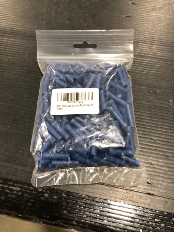 Photo 2 of AIRIC Blue Butt Ring Connectors Crimp 200pcs 16-14AWG Butt Connector Fully Insulated PVC Wire Butt Splice Connectors, 16-14 Gauge