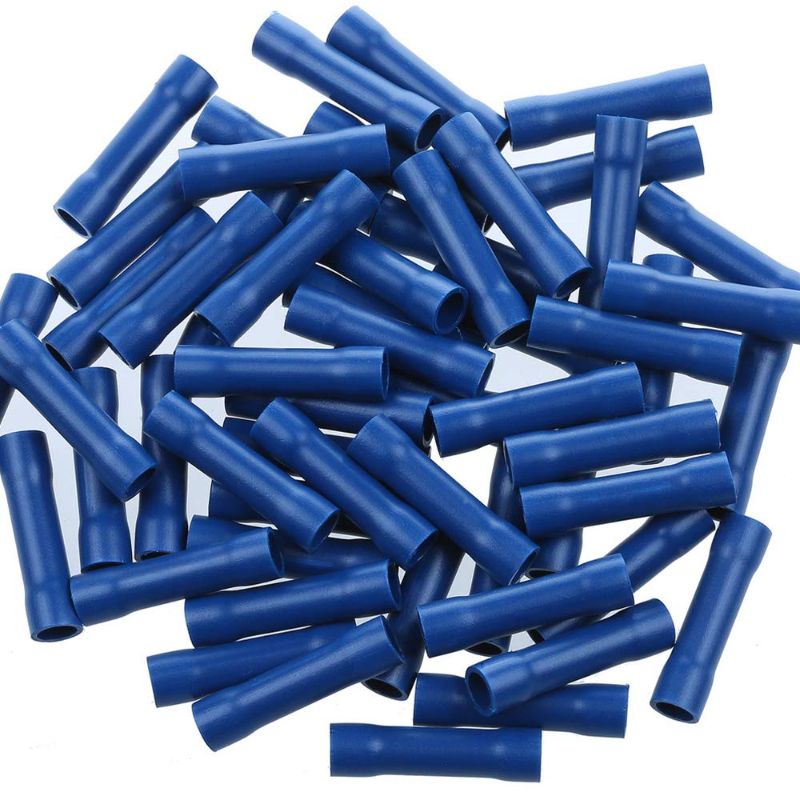 Photo 1 of AIRIC Blue Butt Ring Connectors Crimp 16-14AWG Butt Connector Fully Insulated PVC Wire Butt Splice Connectors, 16-14 Gauge