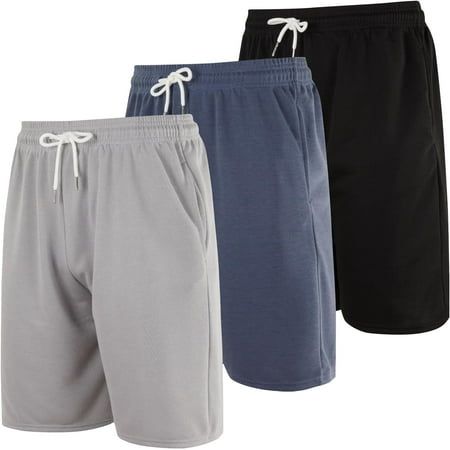 Photo 1 of Real Essentials 3 Pack: Men S Cotton 9 French Terry Casual Lounge Sweat Shorts with Pockets (Available in Big & Tall)

