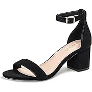 Photo 1 of  Heeled Sandals Open Toe Low Block Chunky Heels Ankle Strap Pump Short Sandals for Women Dressy Wedding Party