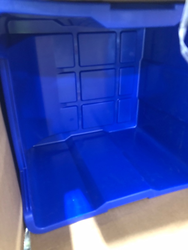 Photo 1 of Commercial Industrial Heavy Duty Stackable Open-Front Recycling Bin Box Containers, 12 Gallon, 2 Pack, Blue