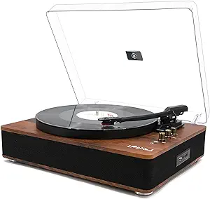 Photo 1 of LP&NO.1 Record Player Turntable with Built-in Speakers and USB Play&Recording Belt-Driven Vintage Phonograph Record Player 3 Speed for Entertainment and Home Decoration?Mahogany Wood?