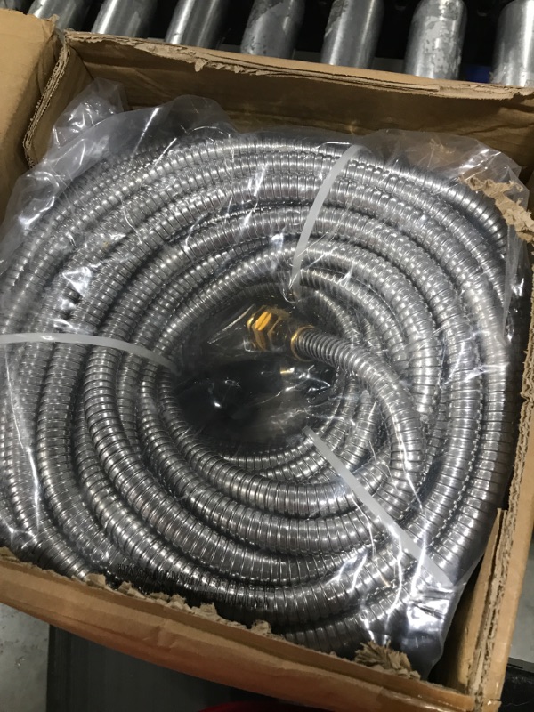 Photo 2 of 100 FT Garden Hose Expandable - 304 Stainless Steel Water Hose 100 FT - Heavy Duty Flexible Kink Free Hose, no Bite
