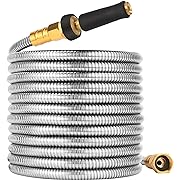 Photo 1 of 100 FT Garden Hose Expandable - 304 Stainless Steel Water Hose 100 FT - Heavy Duty Flexible Kink Free Hose, no Bite
