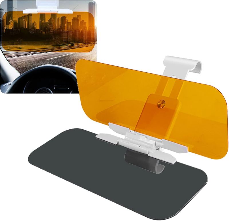 Photo 1 of 1 Pack Car Interior Sun Visor, 2 in 1 Day Night Anti-Glare Visor Extender, Auto Sun Anti-UV Block Sunshade, 12.6" x 4.7" Car Universal HD Vision Safety Driving Goggles (Button Model)
