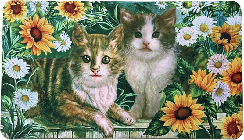 Photo 1 of Garden Cat Sunflowers Daisy Non-Slip Bath Mat Soft Absorbent Microfiber Floor Mat with Rubber Backing Fit Under Bathroom Doormat Rugs for Shower Bathtub Sink 30 X 17 Inches
