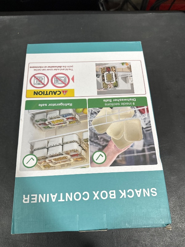 Photo 1 of SHUCHNOYE 2 Pack Snackle Box Container 9-Compartment With Lid and Handle -Divided Serving Platters Perfect for Candy, Fruit, and Treats–Portable Snackle Box