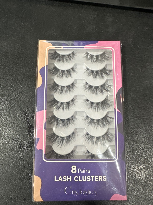 Photo 2 of Lash Clusters 8 Pairs Crislashes 11-13mm Strip Cluster Lashes Natural Eyelash Clusters Cat Eye Lash Clusters DIY Eyelash Extensions Reusable Cluster Eyelash Extensions (Clusters 02)