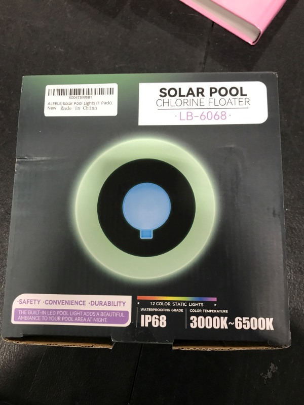 Photo 2 of ALFELE Solar Floating Light with Remote Control, Pool Light with Dynamic RGB Color Changing Effect & Static White Light, IP68 Waterproof Ground Insert Solar Path Light, Pool Party Light, 1 Pack