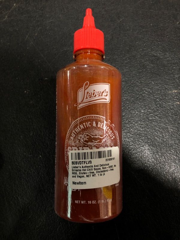 Photo 2 of Lieber's Sriracha Hot Chili Sauce, Authentic And Delicious, Non-GMO, No MSG, Gluten-free, Cholesterol-free, and Vegan, NET WT. 1 lb (454g)