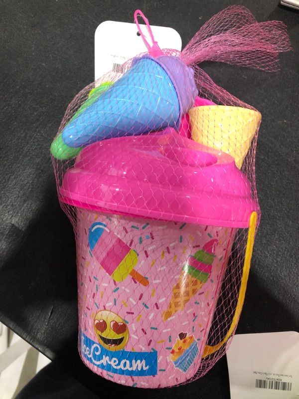 Photo 1 of Reflygen Ice Cream Sand Toys for Kids,9-Inch Sand Pail and Ice Cream Sand Toy Set,Sandbox Toys for Toddlers 3-5 Beach Toys (Pink)